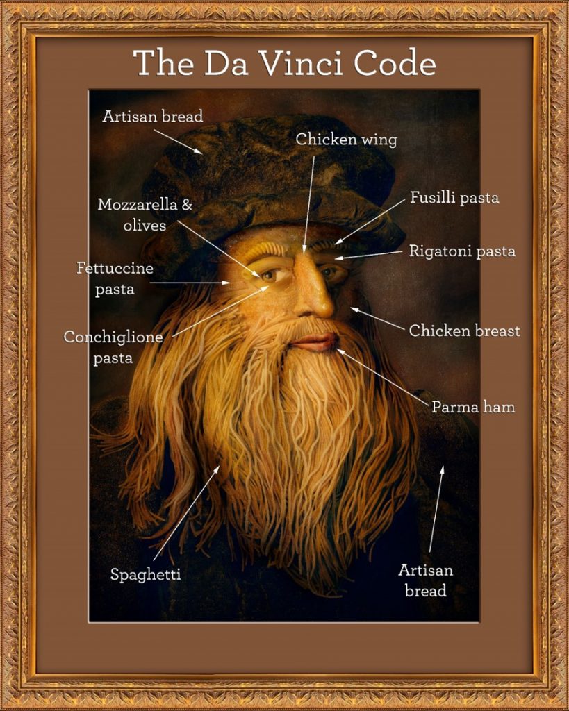Leonardo da Vinci’s famous self-portrait made out of Italian ingredients