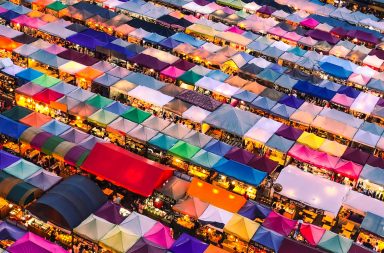aerial photography of colorful tent