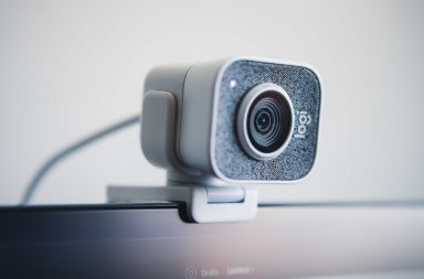 black and silver speaker on white table