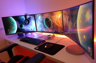 black computer keyboard on brown wooden desk